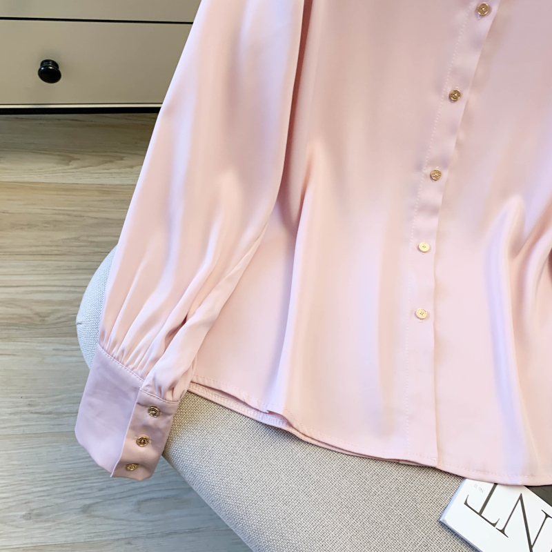 Profession spring white satin simple shirt for women