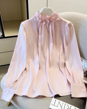 Chiffon satin shirt sweet ladies tops for women