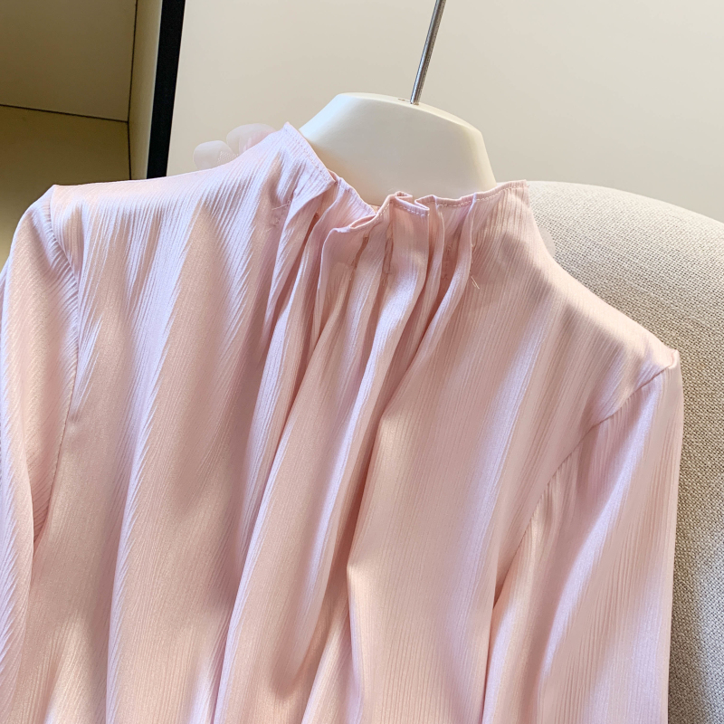 Chiffon satin shirt sweet ladies tops for women