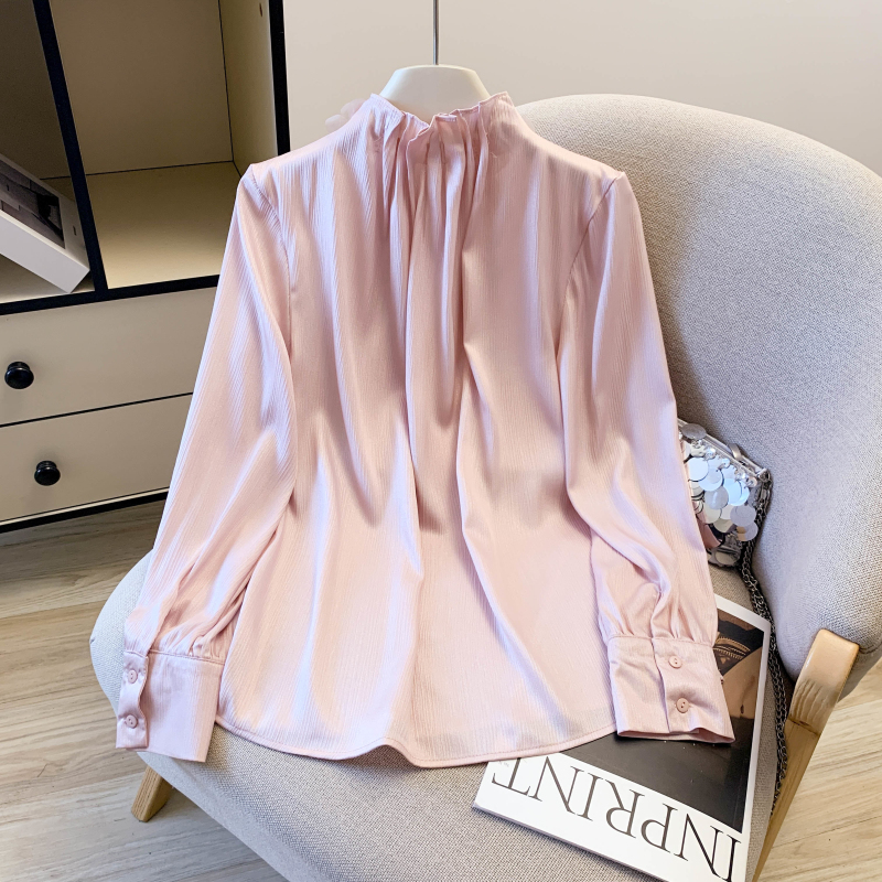 Chiffon satin shirt sweet ladies tops for women