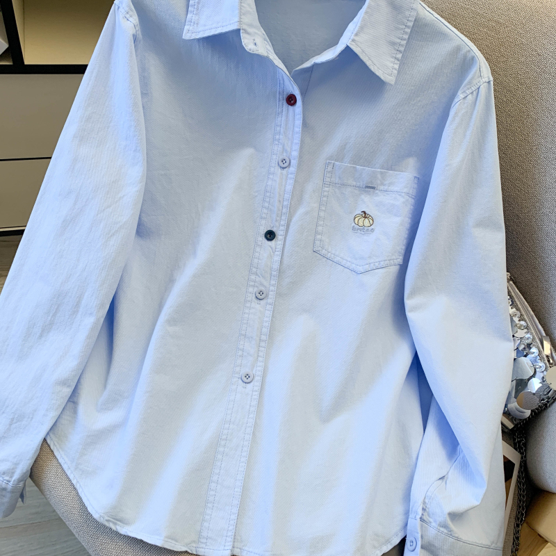 Pumpkin pure cotton shirt spring long sleeve coat