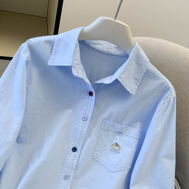 Pumpkin pure cotton shirt spring long sleeve coat