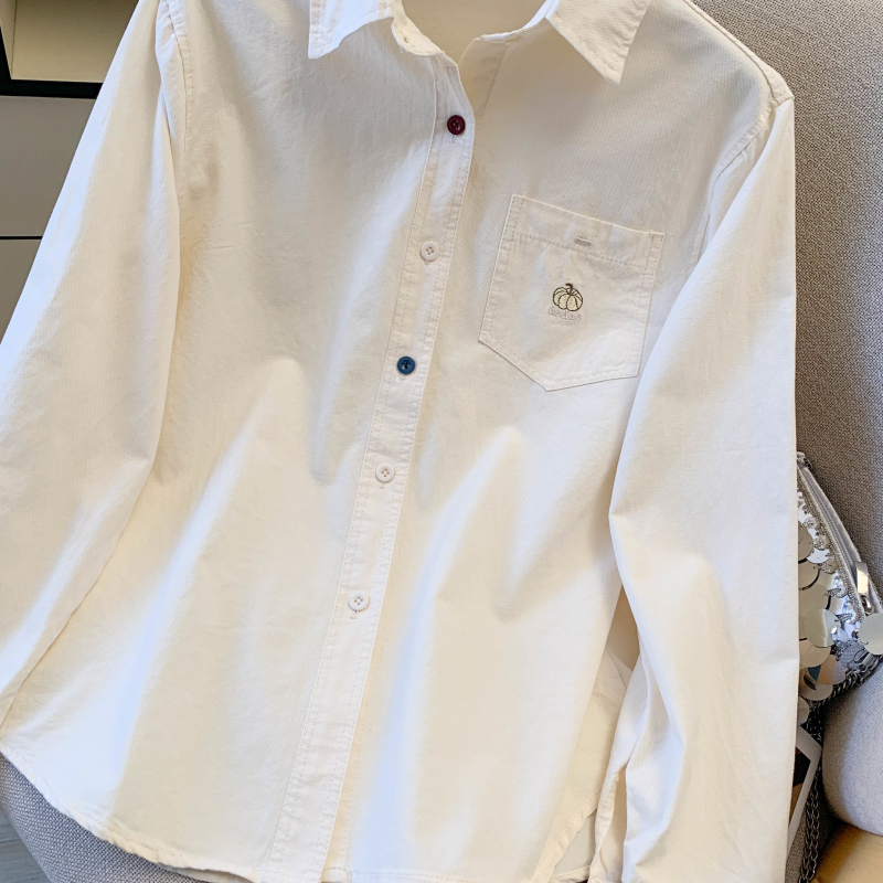 Pumpkin pure cotton shirt spring long sleeve coat