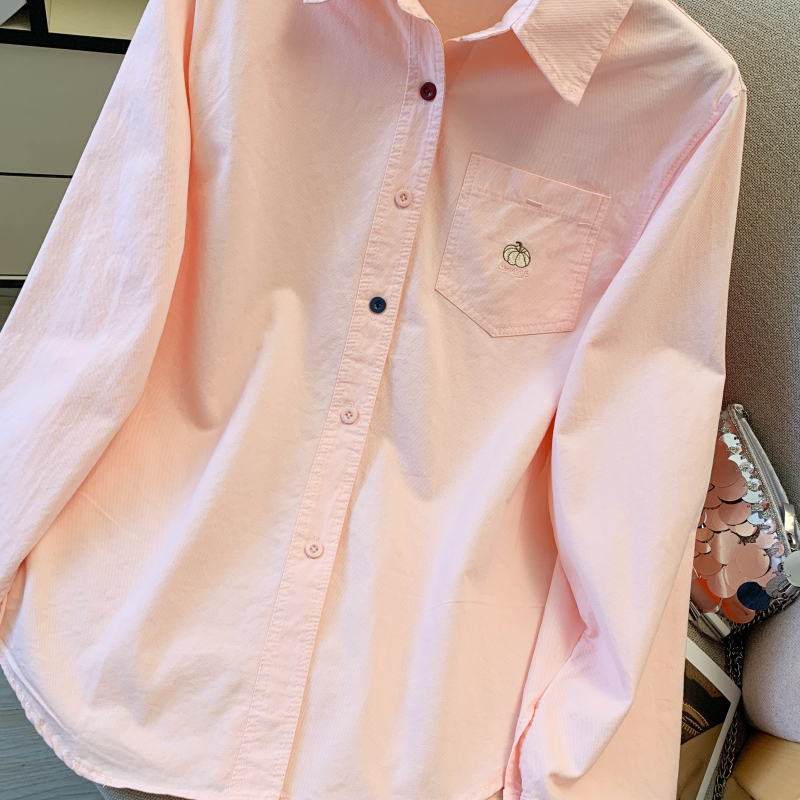 Pumpkin pure cotton shirt spring long sleeve coat