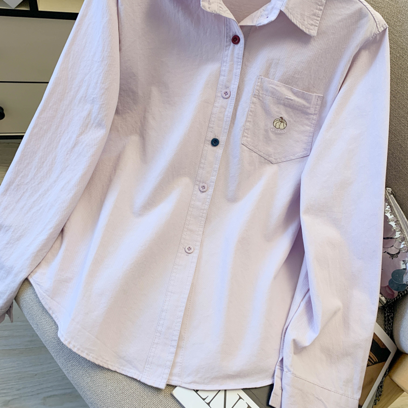 Pumpkin pure cotton shirt spring long sleeve coat