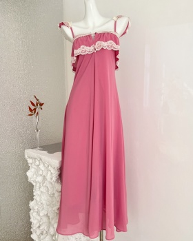 Sling seaside enticement dress vacation pink long dress