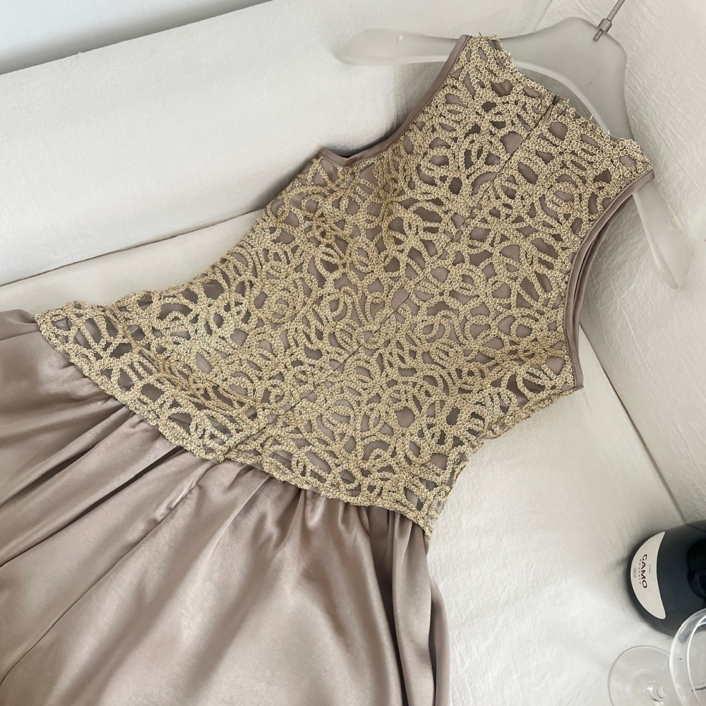 Sleeveless splice dress satin temperament long dress