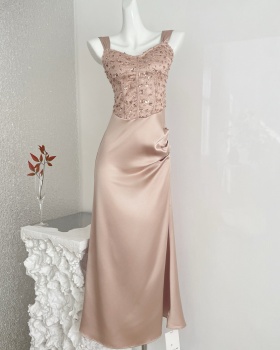 Lace France style dress splice long dress for women