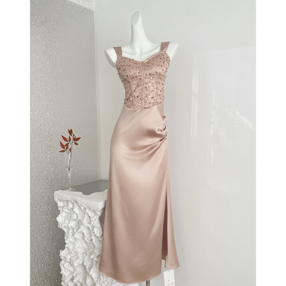 Lace France style dress splice long dress for women