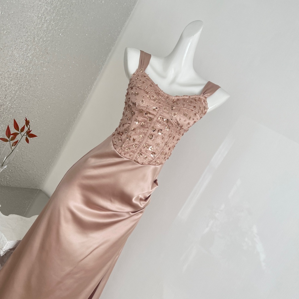 Lace France style dress splice long dress for women