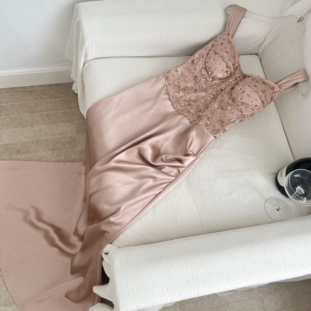 Lace France style dress splice long dress for women