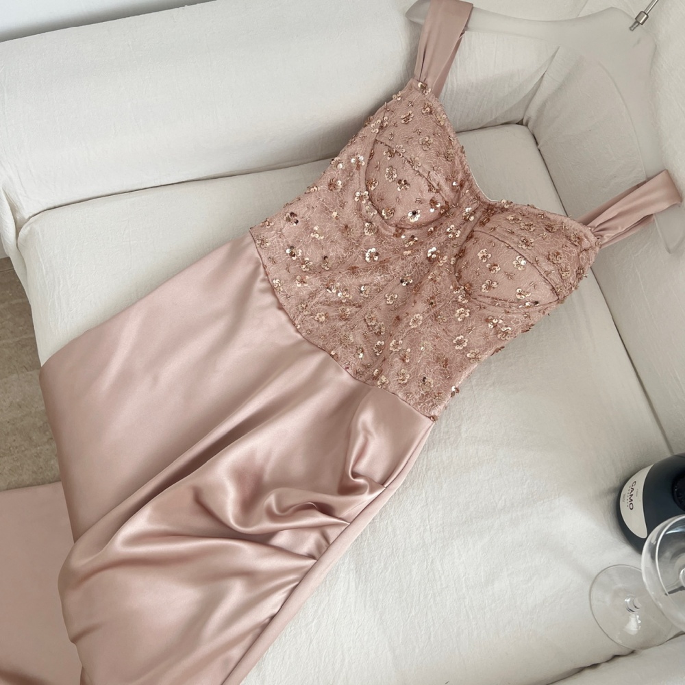 Lace France style dress splice long dress for women