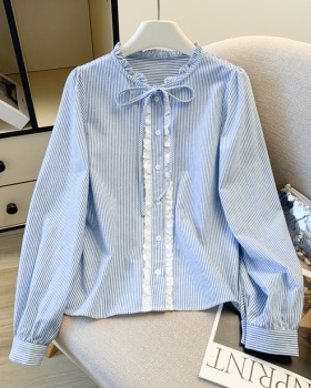 Lace spring tops Western style slim shirt for women