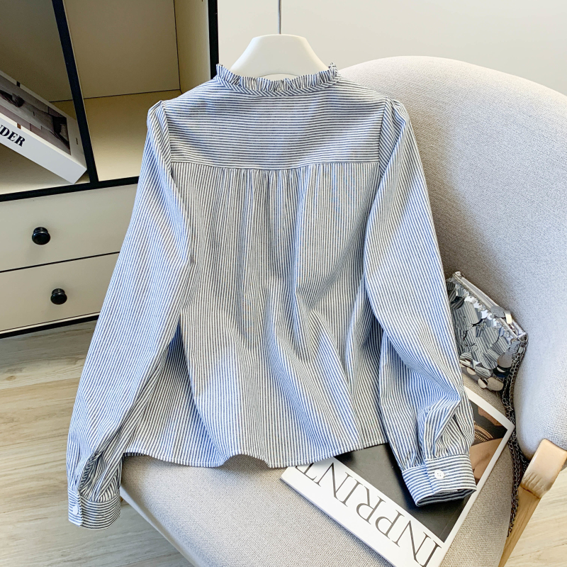 Lace spring tops Western style slim shirt for women