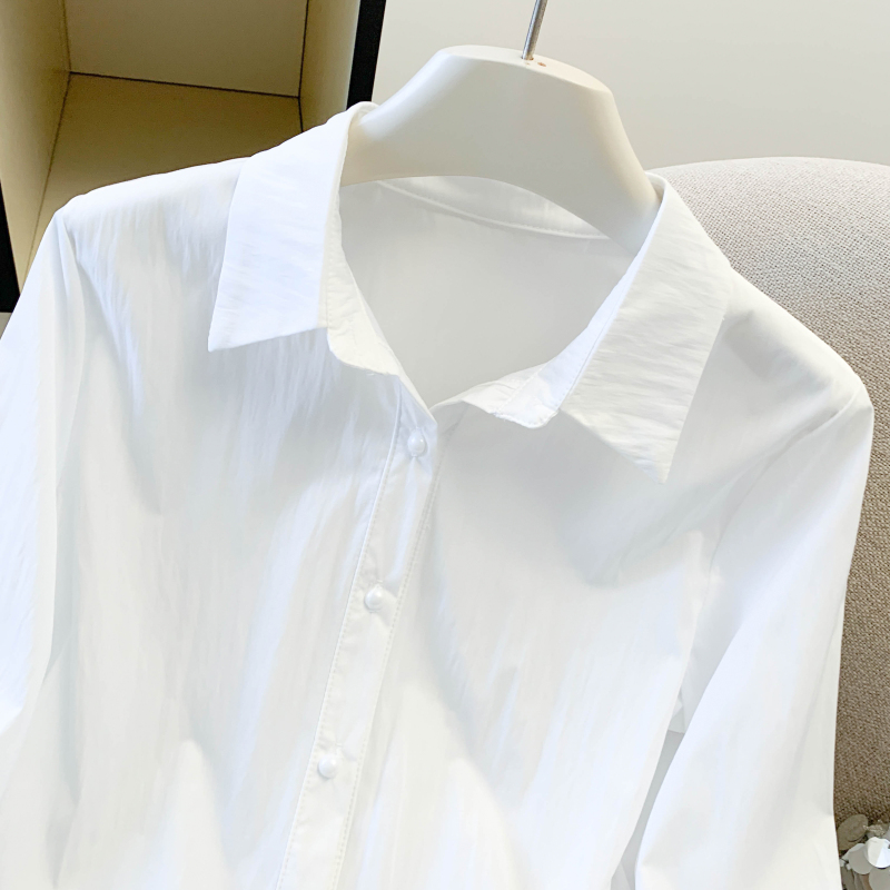 Korean style tops lotus leaf edges shirt for women