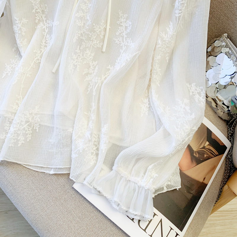 Lace temperament jacquard shirt sweet spring tops for women