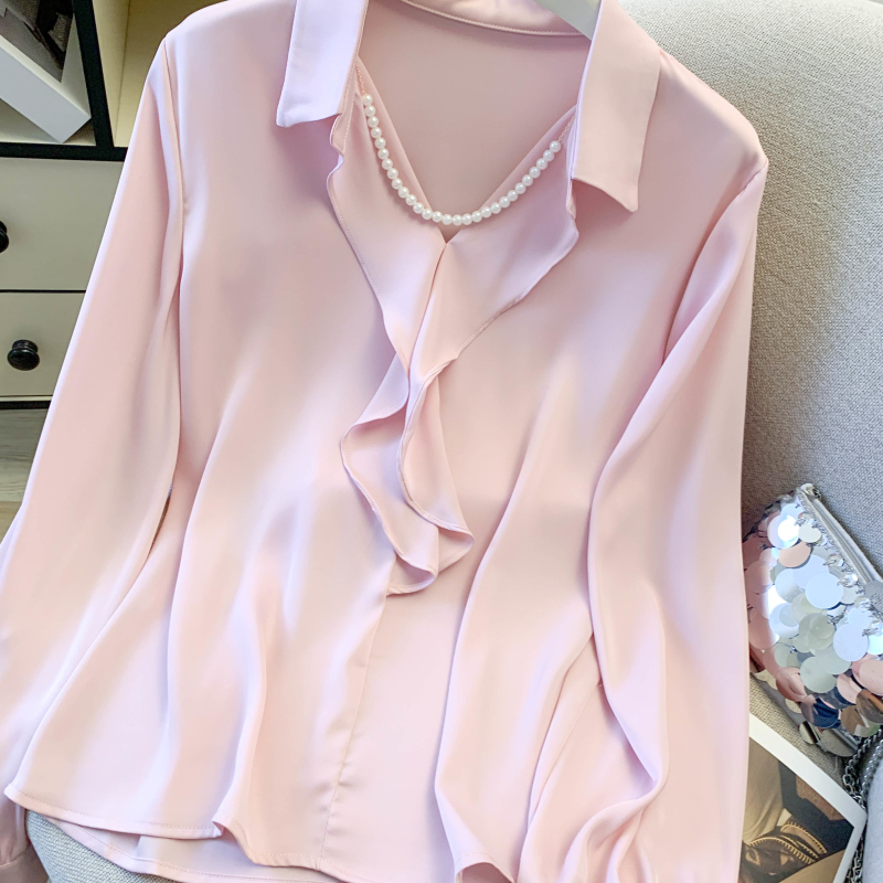 With pearls chain shirt satin accessories for women