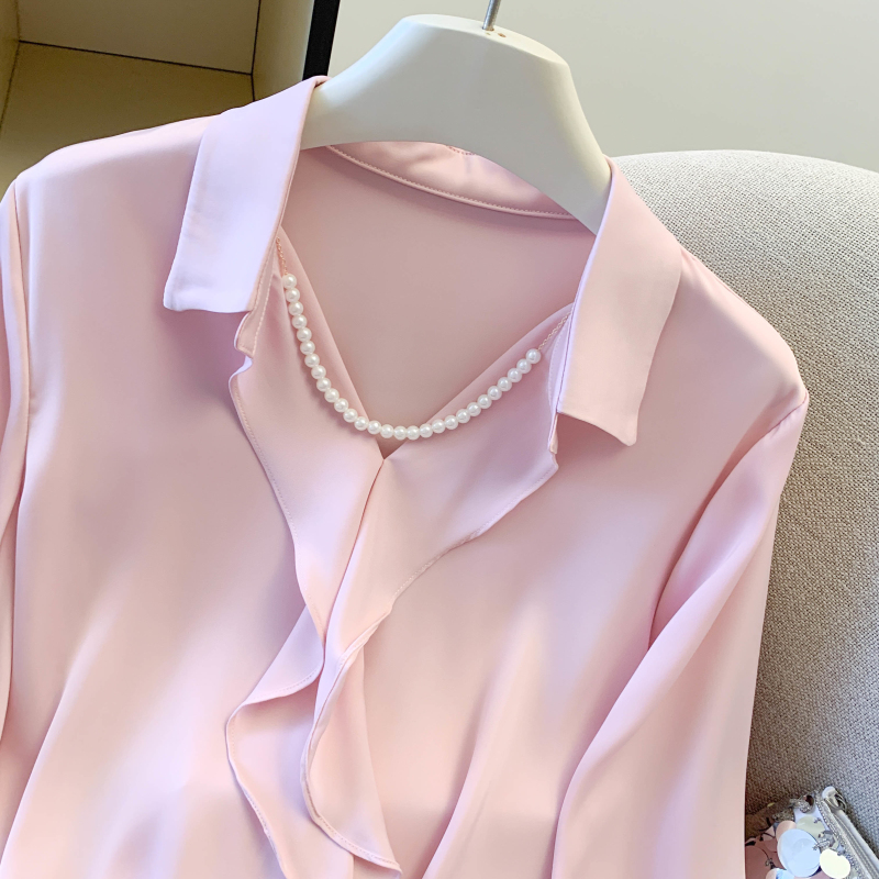 With pearls chain shirt satin accessories for women