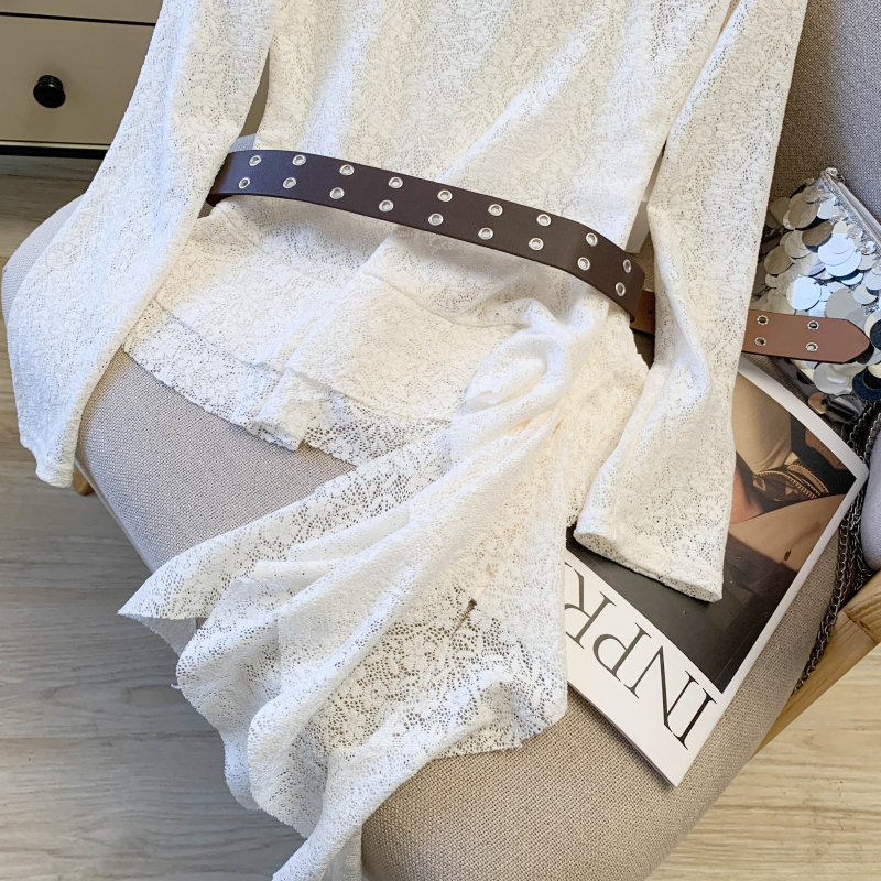 Pinched waist bottoming shirt Pseudo-two tops for women