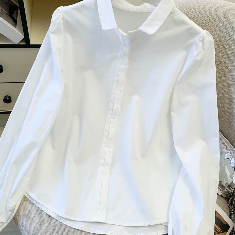 Pure cotton tops long sleeve shirt for women