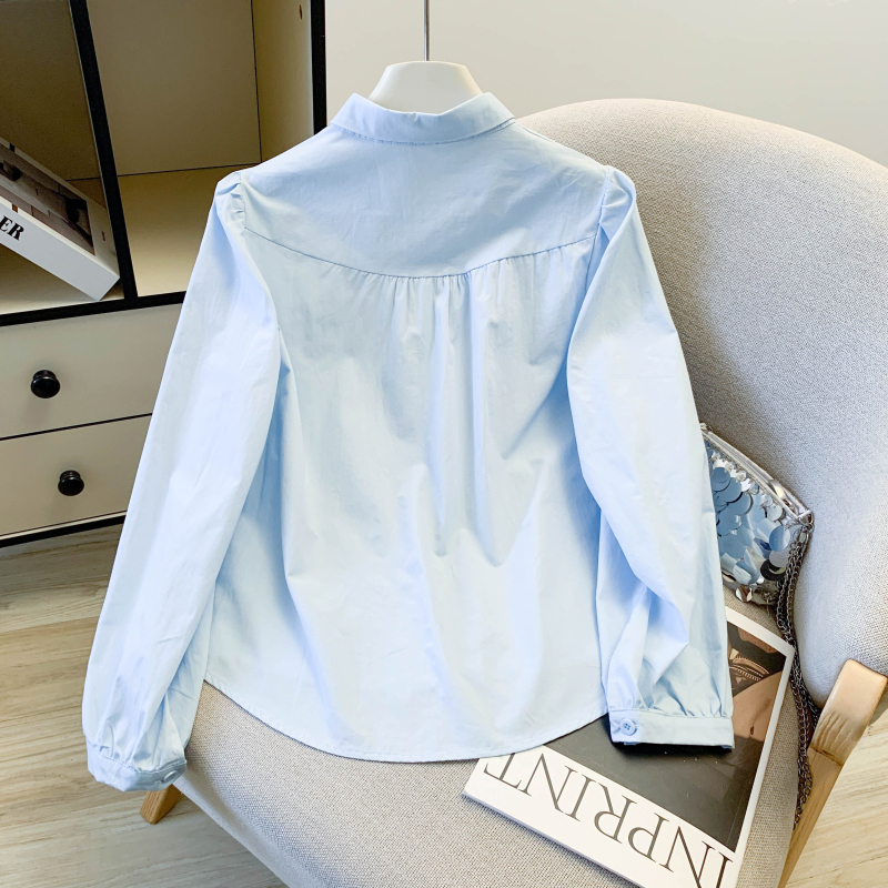 Pure cotton tops long sleeve shirt for women