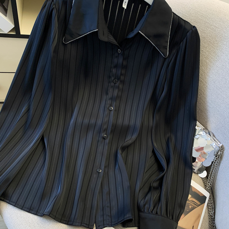 Satin temperament tops chiffon shirt for women