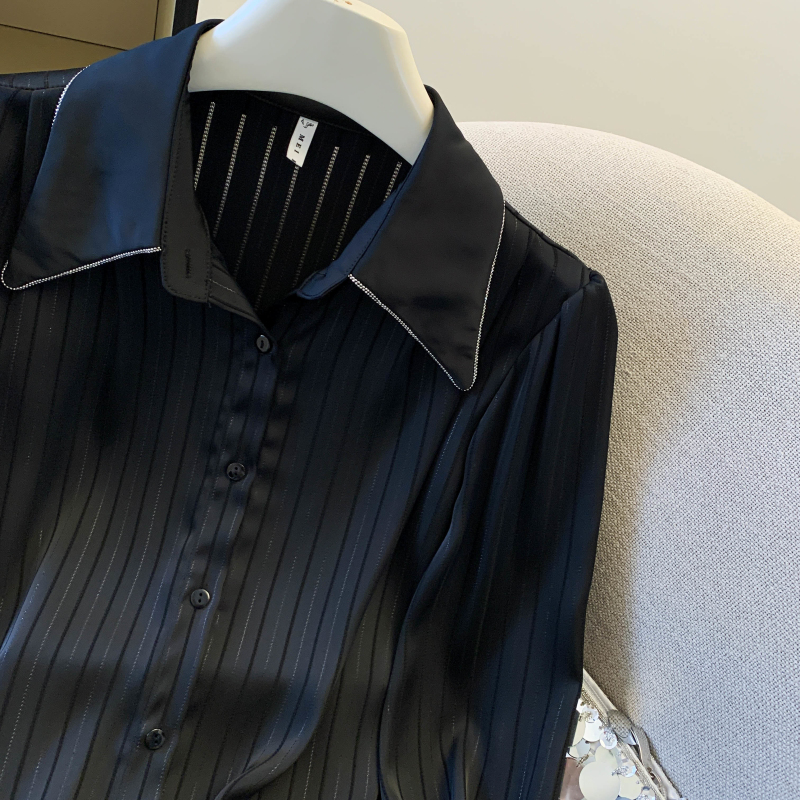 Satin temperament tops chiffon shirt for women