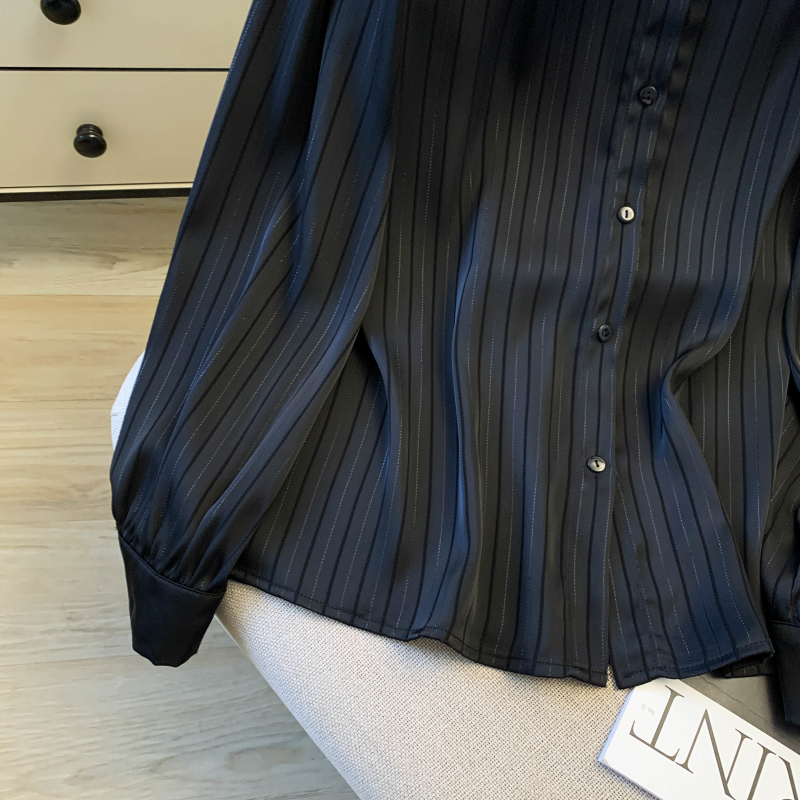 Satin temperament tops chiffon shirt for women