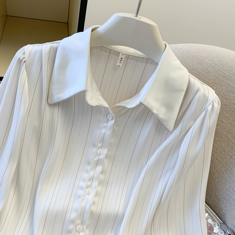 Satin temperament tops chiffon shirt for women