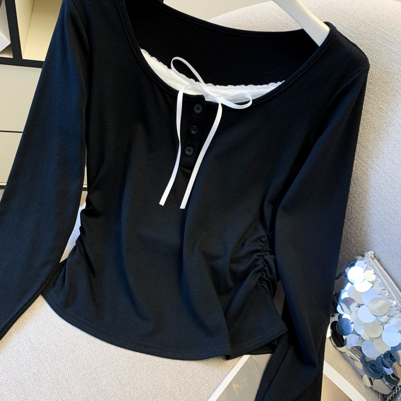 College style tops splice bottoming shirt for women