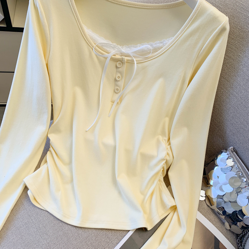 College style tops splice bottoming shirt for women