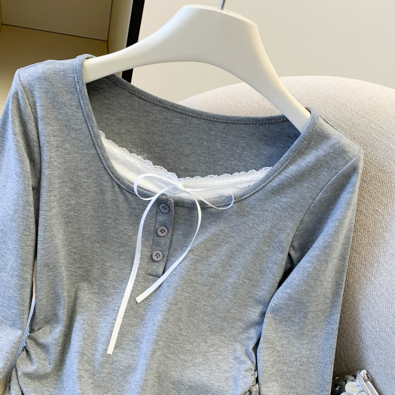 College style tops splice bottoming shirt for women