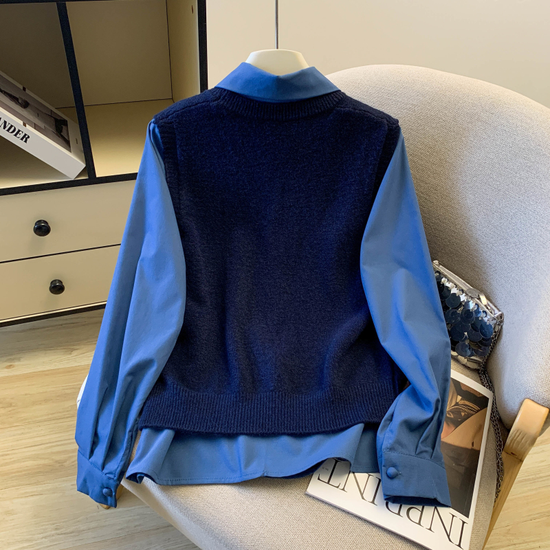 Spring waistcoat embroidery shirt 2pcs set