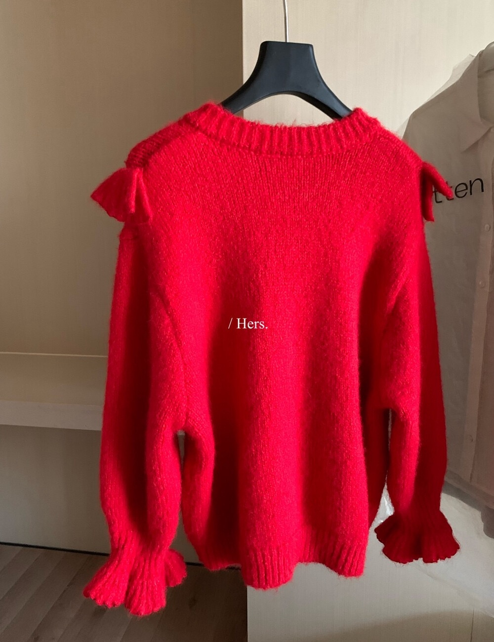 Bandage lotus leaf collar tender Korean style sweater