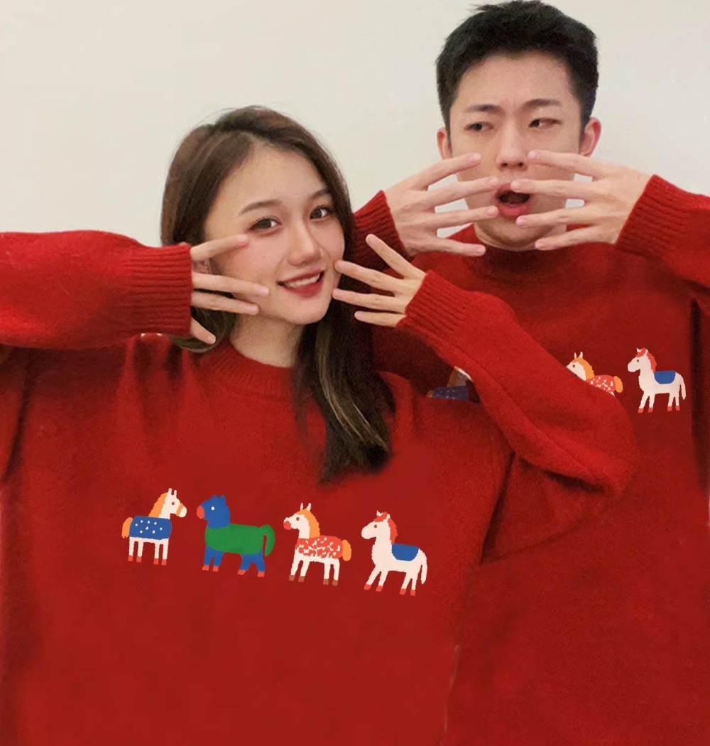 Annual meeting red school uniforms fashion sweater for women