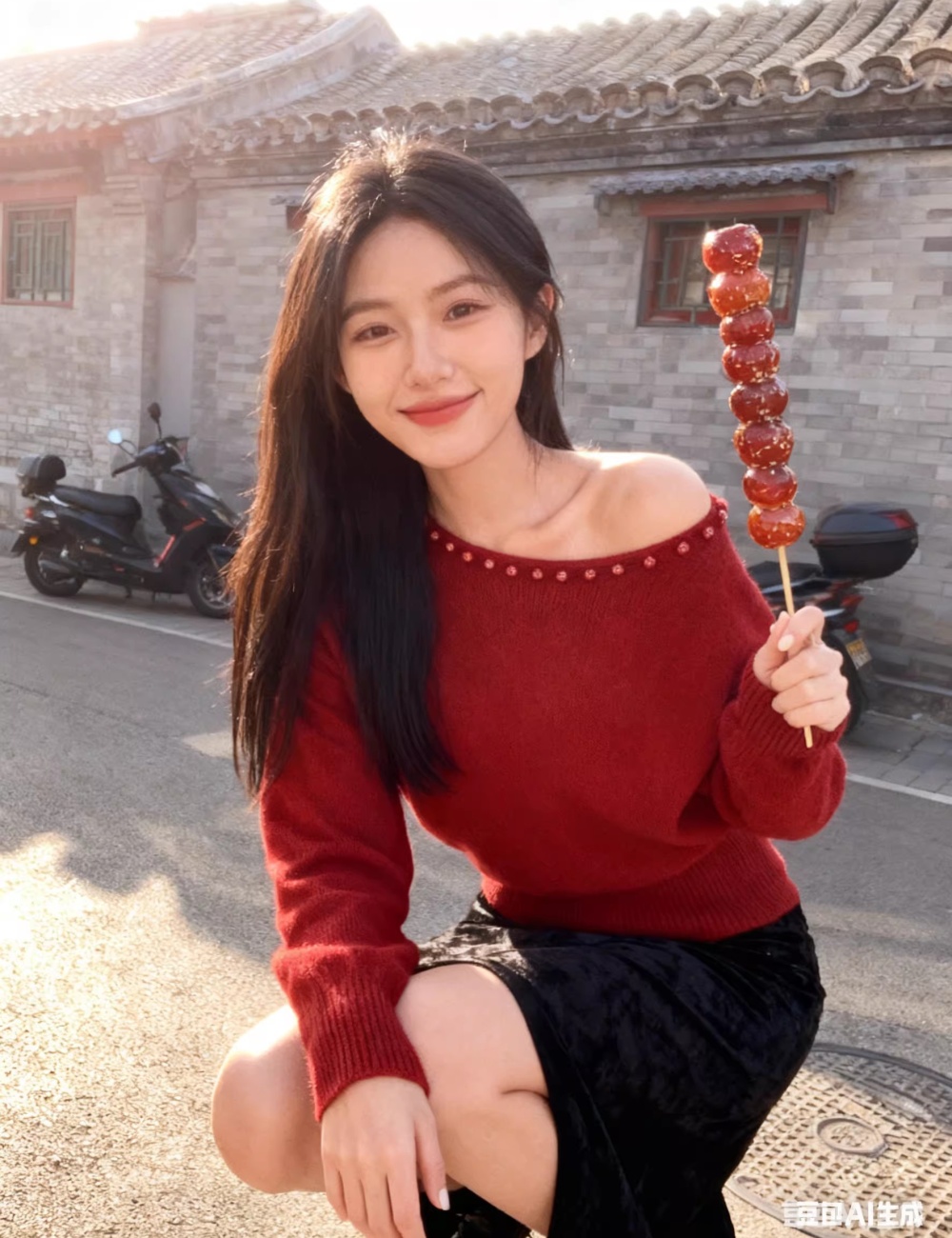 Sloping shoulder sweater France style tops for women