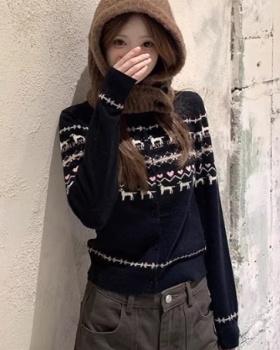 Knitted long sleeve tops round neck sweater for women