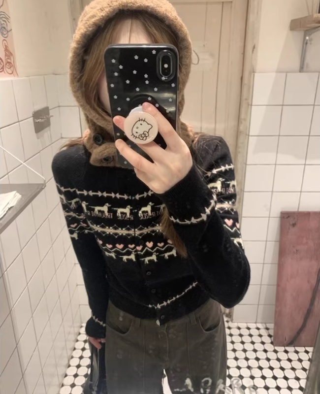 Knitted long sleeve tops round neck sweater for women