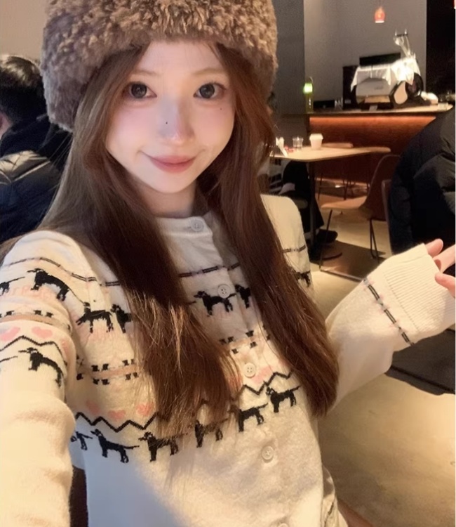 Knitted long sleeve tops round neck sweater for women