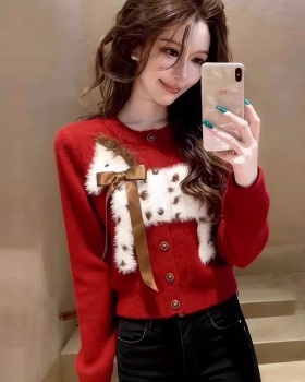 Single-breasted long sleeve sweater for women