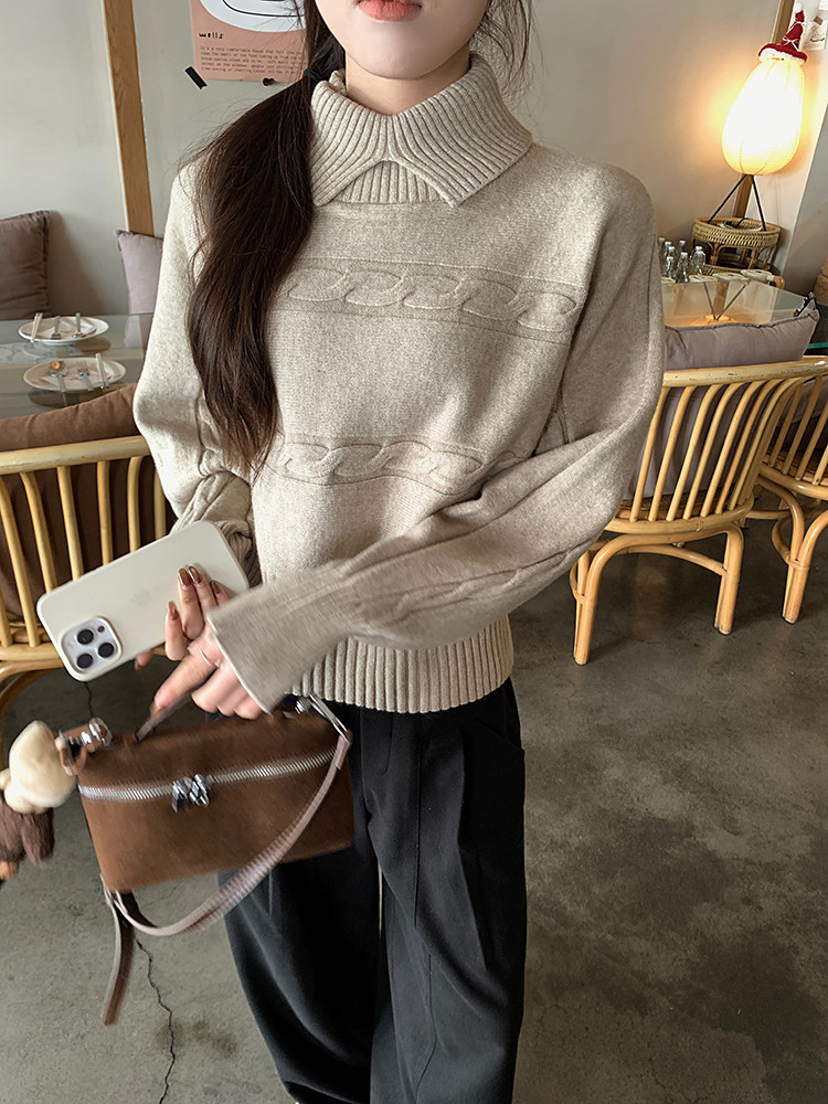 Winter temperament sweater loose tops for women