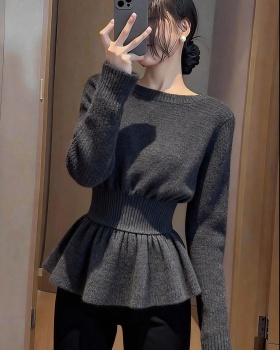France style pinched waist sweater winter tops