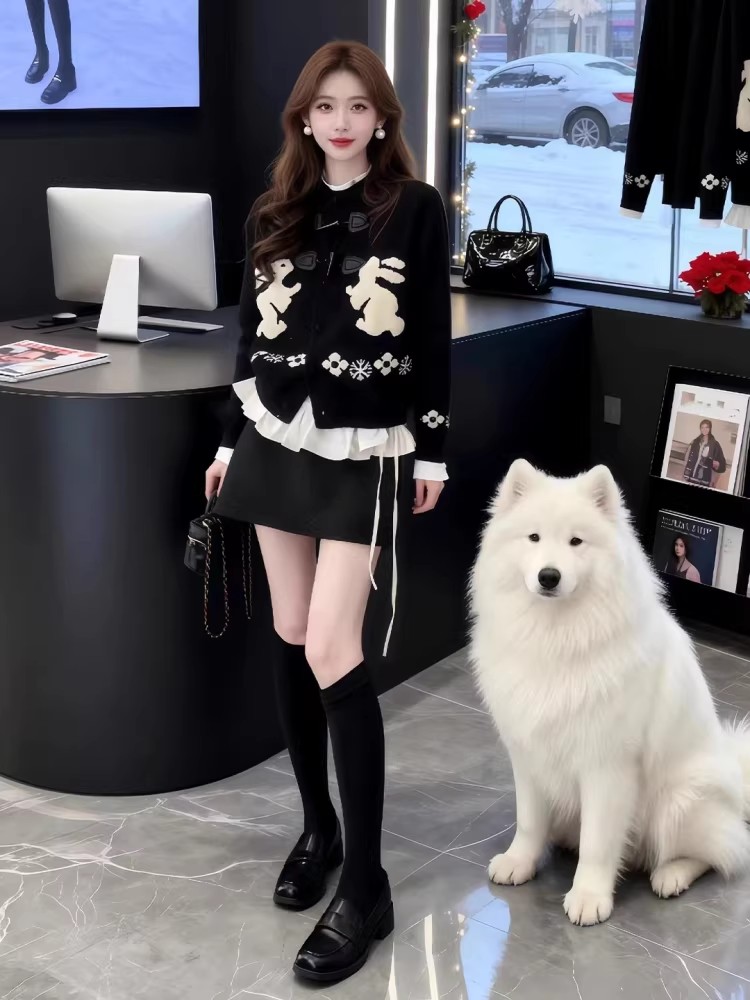 Loose knitted coat cartoon cardigan for women