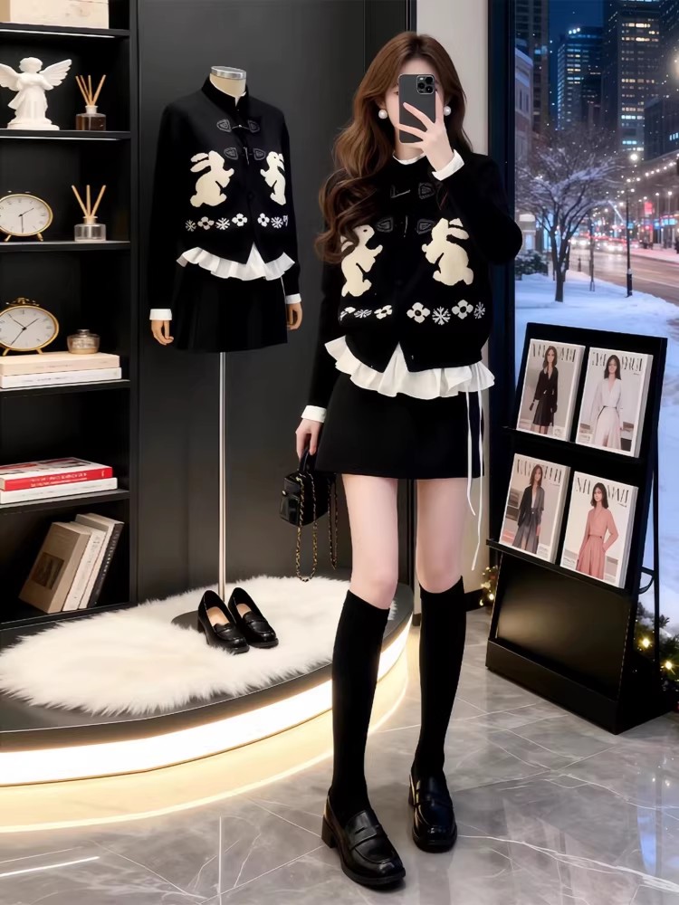 Loose knitted coat cartoon cardigan for women