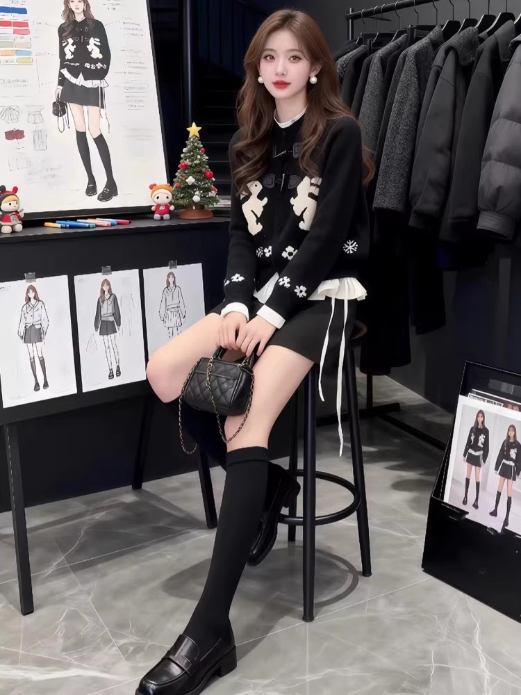 Loose knitted coat cartoon cardigan for women