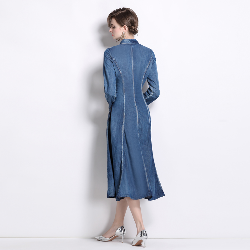 Denim embroidery cheongsam spring dress for women