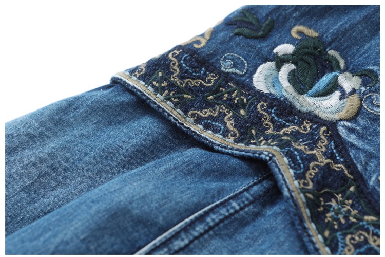Denim embroidery cheongsam spring dress for women
