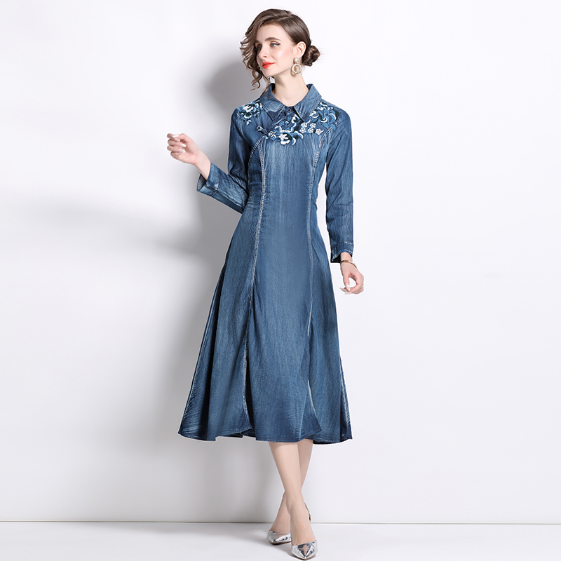 Spring long sleeve dress retro cheongsam for women