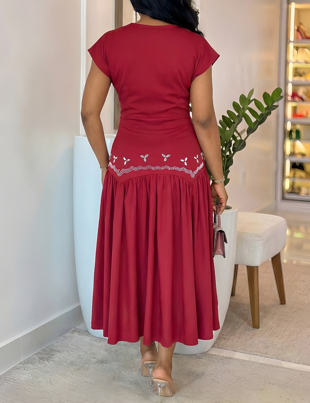 Rhinestone decoration elegant dress for women