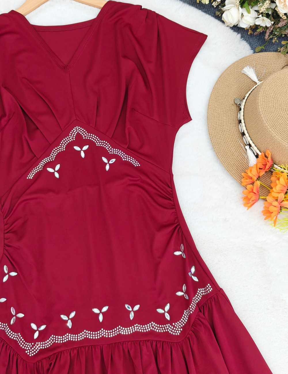 Rhinestone decoration elegant dress for women